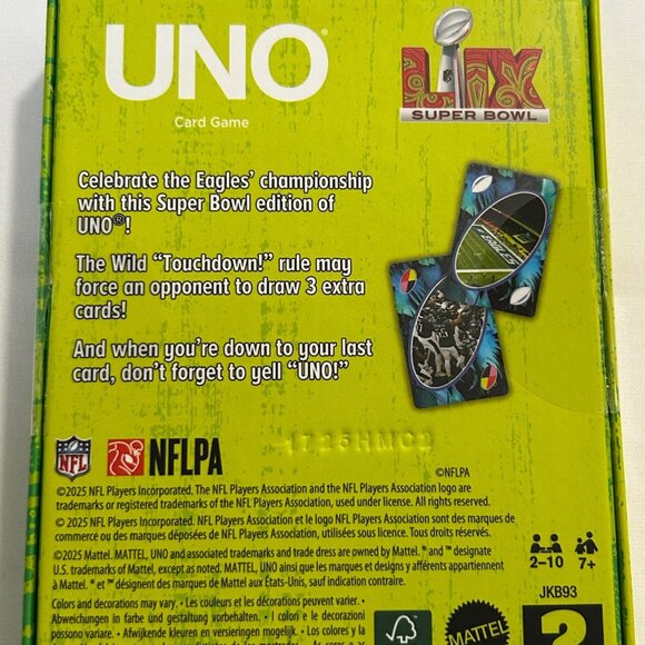 UNO Fandom Philadelphia Eagles Super Bowl LIX Champions NFL Card Game NIB - Picture 4 of 8